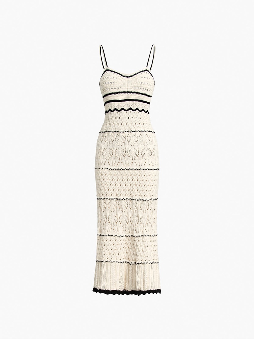 Open Knit Eyelet Midi Dress